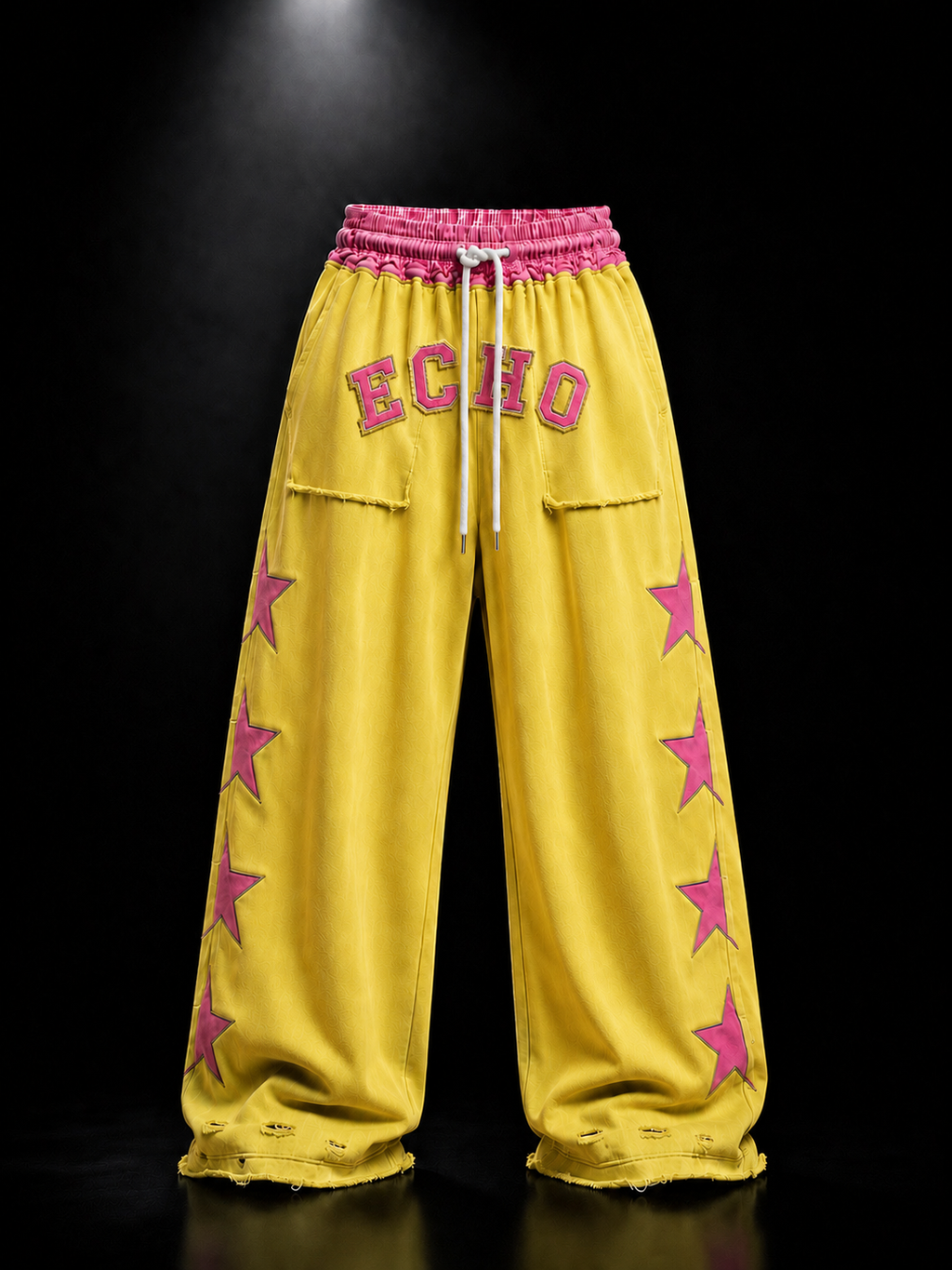 ECHOTICKS pink Star Patch Wide-Leg Sweatpants | Streetwear