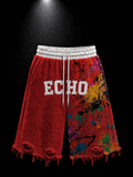 ECHOTICKS White Paint Splatter Distressed Shorts