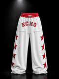 ECHOTICKS Red Star Patch Wide-Leg Sweatpants | Streetwear