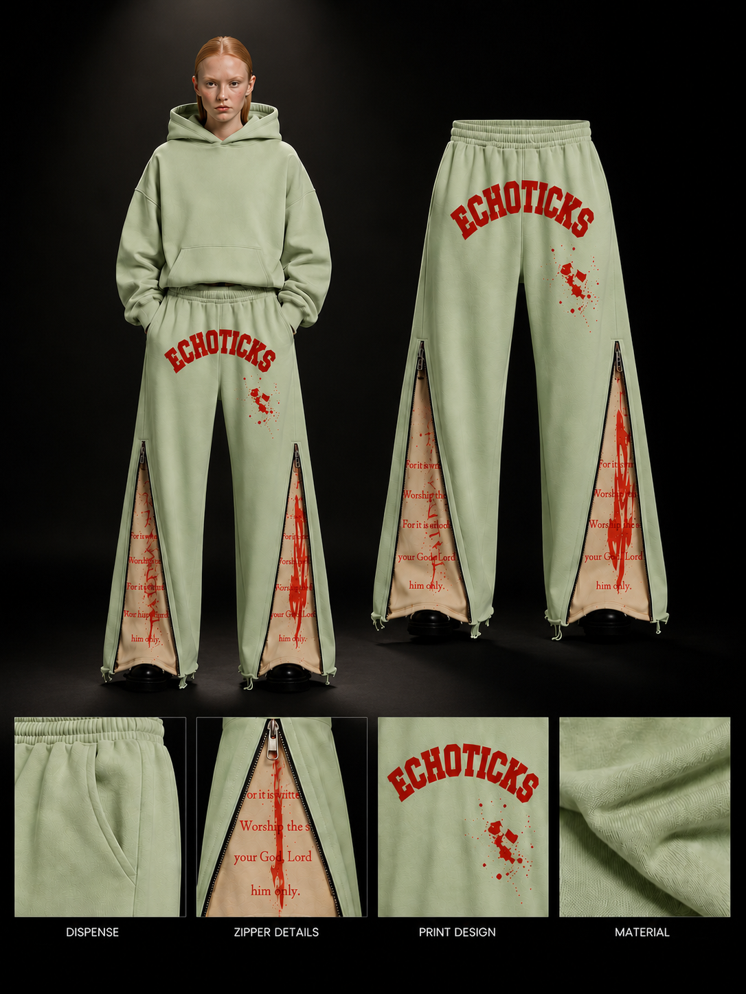 ECHOTICKS Signature Zipper Streetwear pants