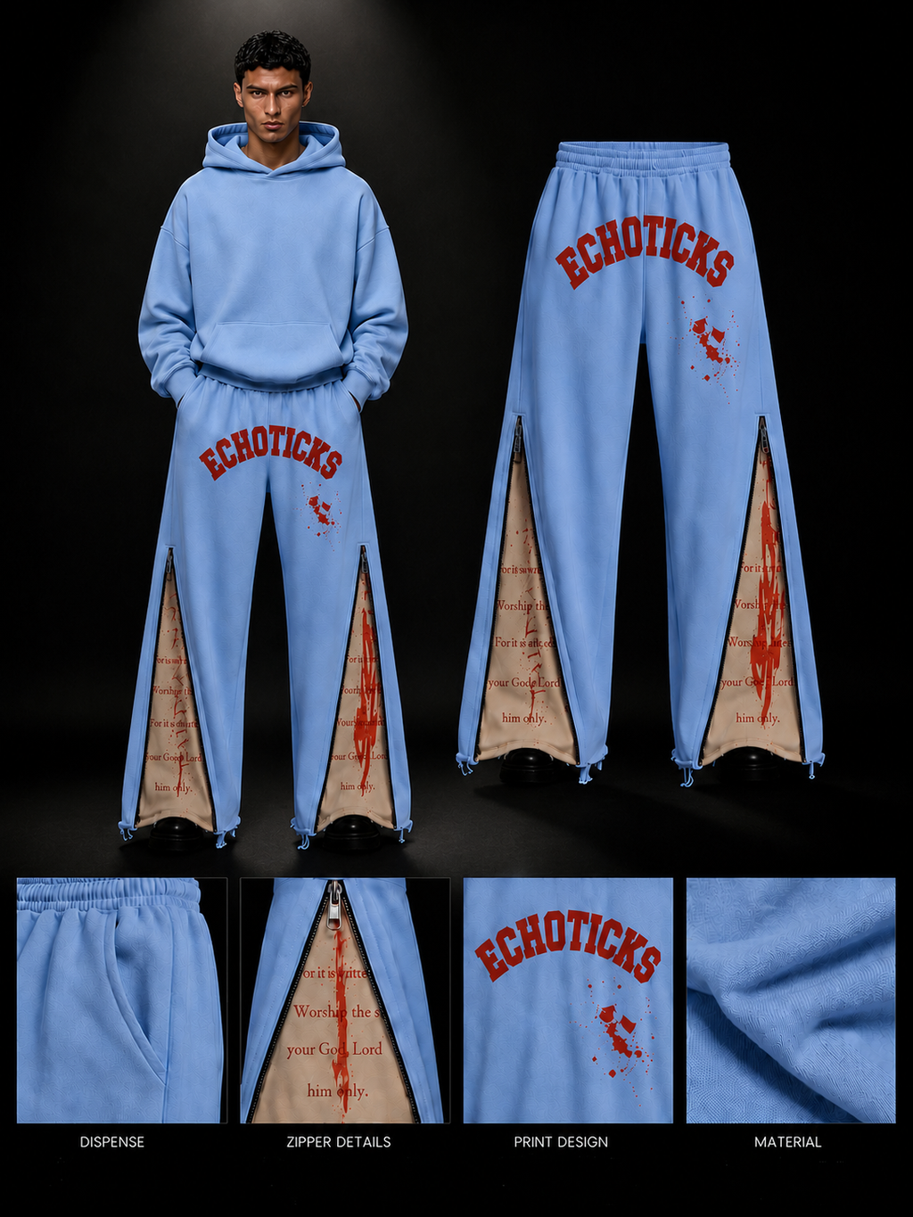 ECHOTICKS Signature Zipper Streetwear pants