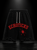 ECHOTICKS Studded Distressed Streetwear Shorts