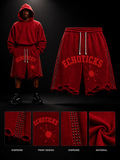 ECHOTICKS Studded Distressed Streetwear Shorts