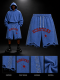 ECHOTICKS Studded Distressed Streetwear Short
