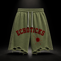 ECHOTICKS Studded Distressed Streetwear Shorts