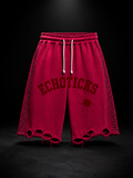 ECHOTICKS Studded Distreesd Streetwear Shorts