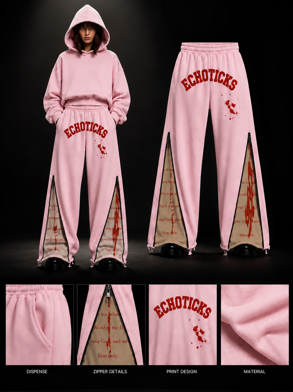 ECHOTICKS Signature Zipper Streetwrar pants
