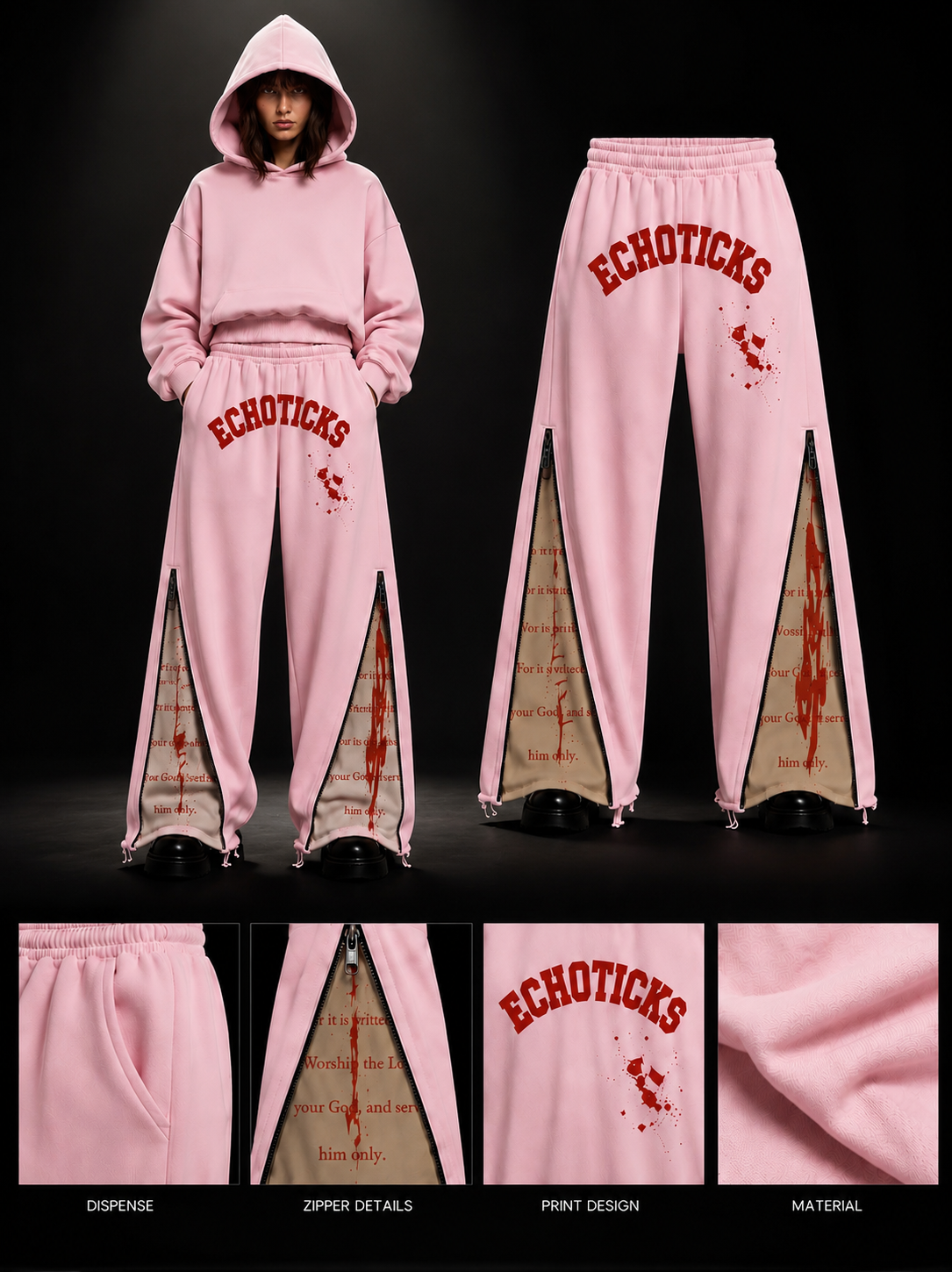 ECHOTICKS Signature Zipper Streetwrar pants