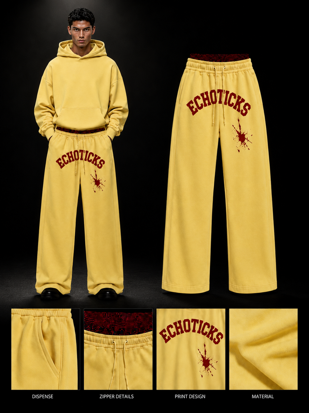 ECHOTICKS Cream Streetwear pants