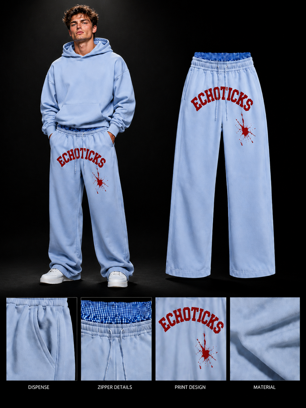 ECHOTICKS Cream Streetwear pants