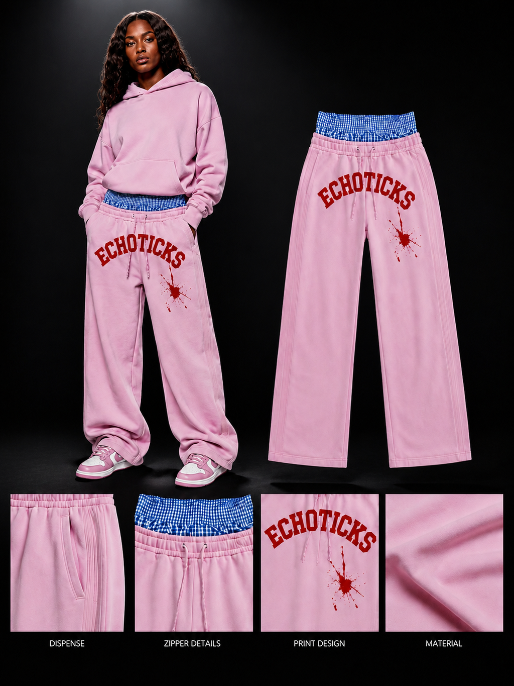 ECHOTICKS Cream Streetwear Pants