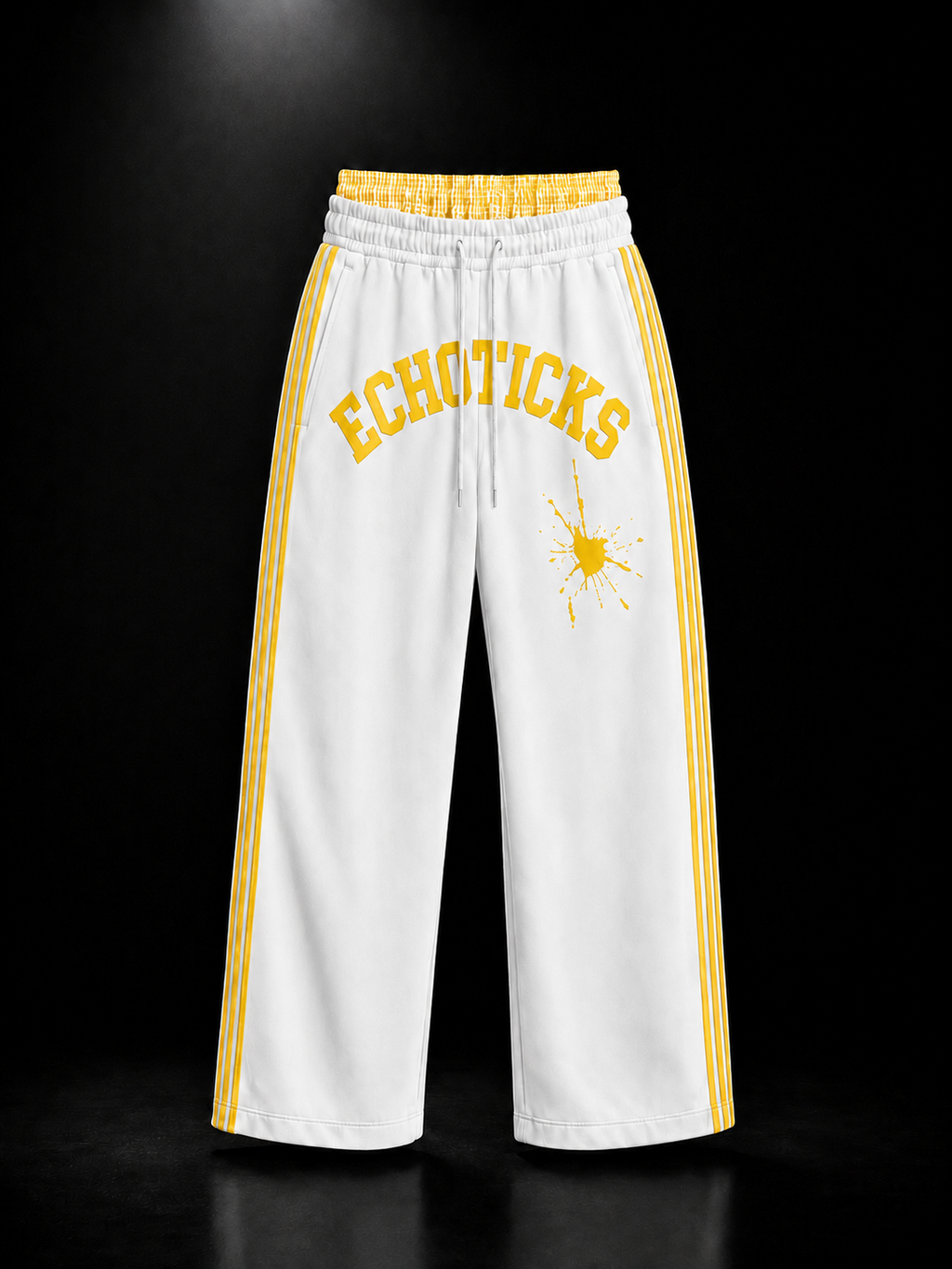 ECHOTICKS Modern Wide-Leg Sweatpants with Double Waistband - yellow