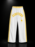 ECHOTICKS Modern Wide-Leg Sweatpants with Double Waistband - yellow