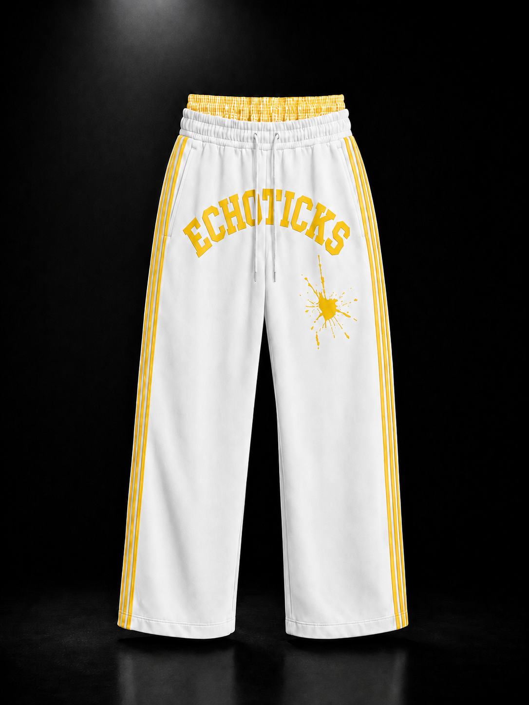 ECHOTICKS Modern Wide-Leg Sweatpants with Double Waistband - yellow