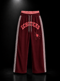 ECHOTICKS Modern Wide-Leg Sweatpants with Double Waistband - red