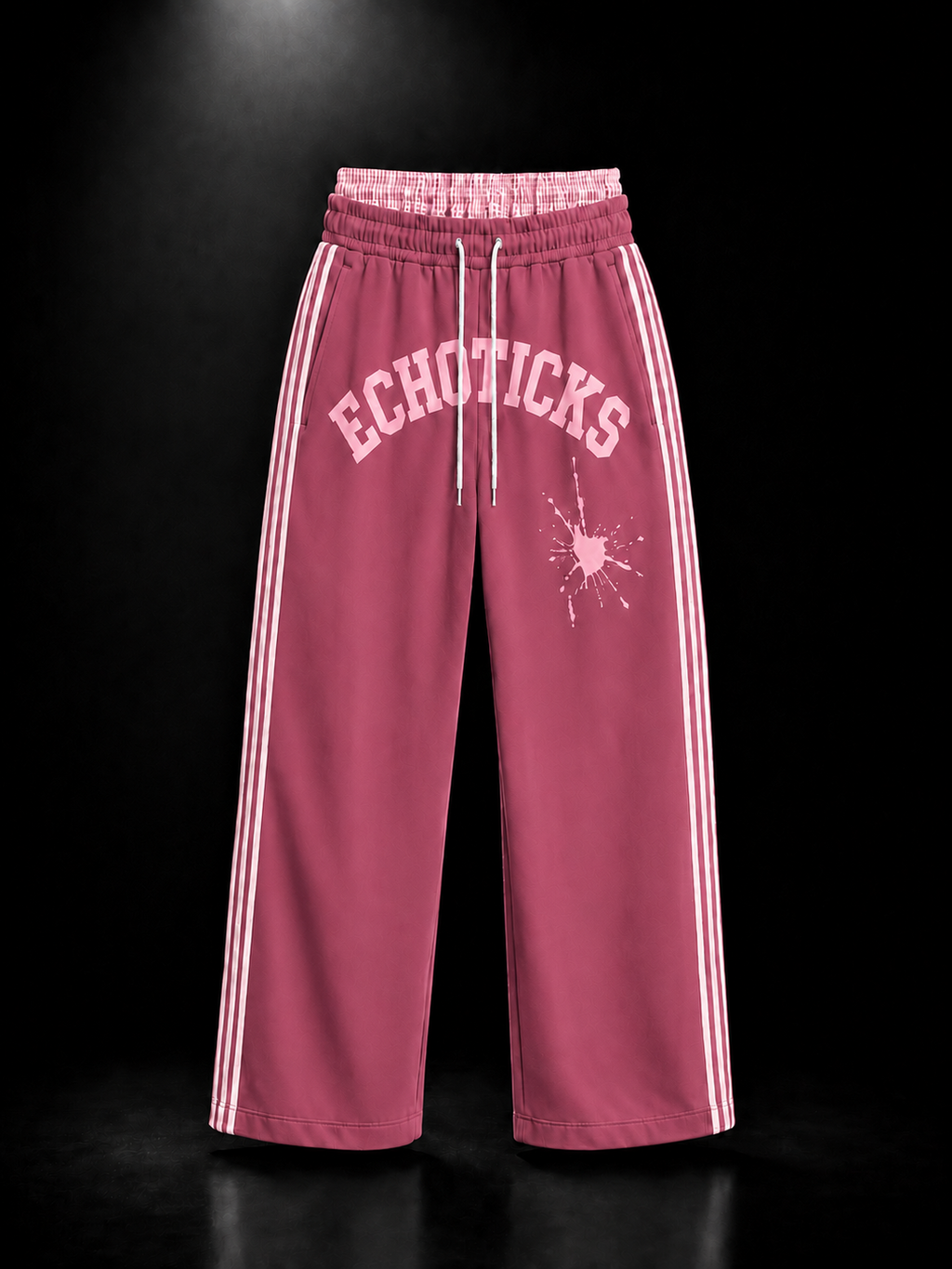 ECHOTICKS Modern Wide-Leg Sweatpants with Double Waistband - pink