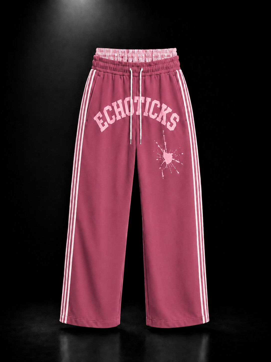 ECHOTICKS Modern Wide-Leg Sweatpants with Double Waistband - pink