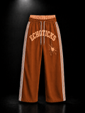 ECHOTICKS Modern Wide-Leg Sweatpants with Double Waistband - Copper Brown