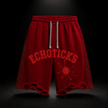 ECHOTICKS Studded Distressed Streetwear Shorts